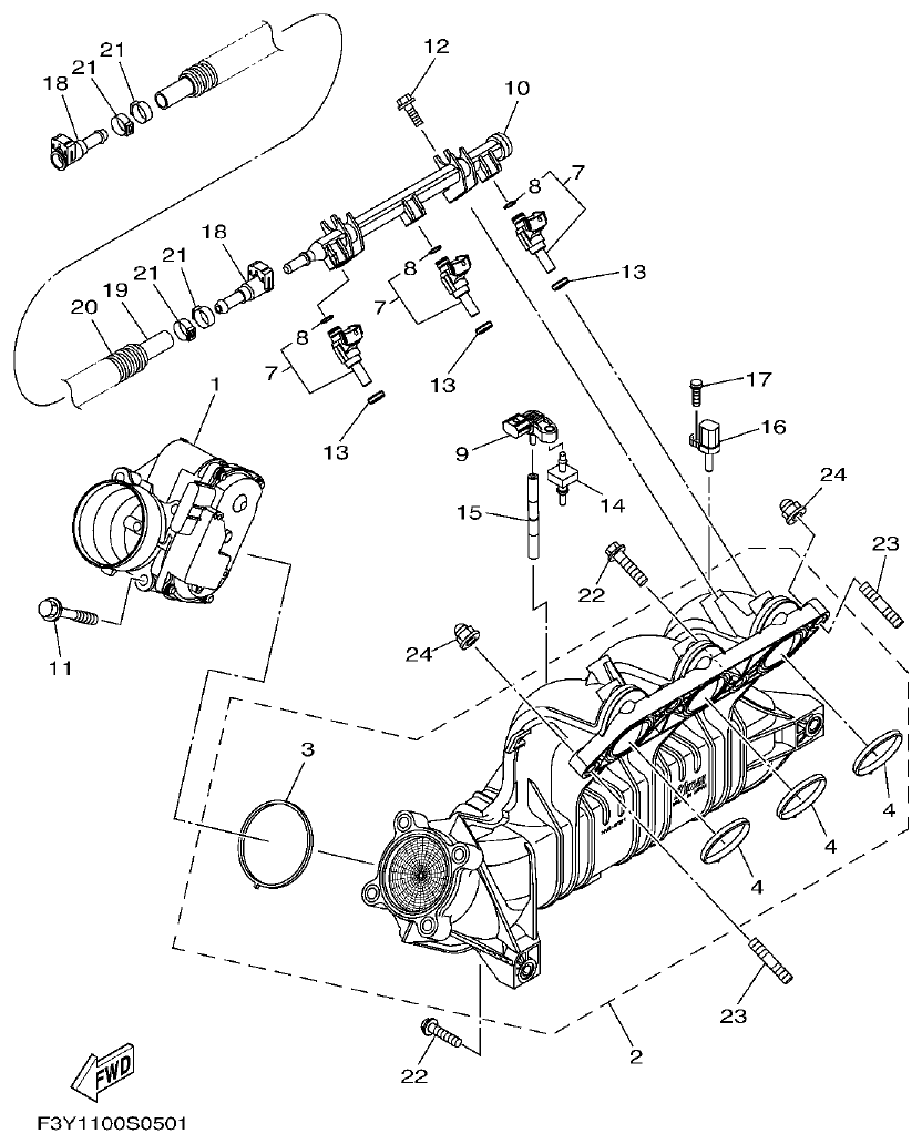 Yamaha EX1050B-S(F3Y36GAB6GA2 INTAKE parts diagram